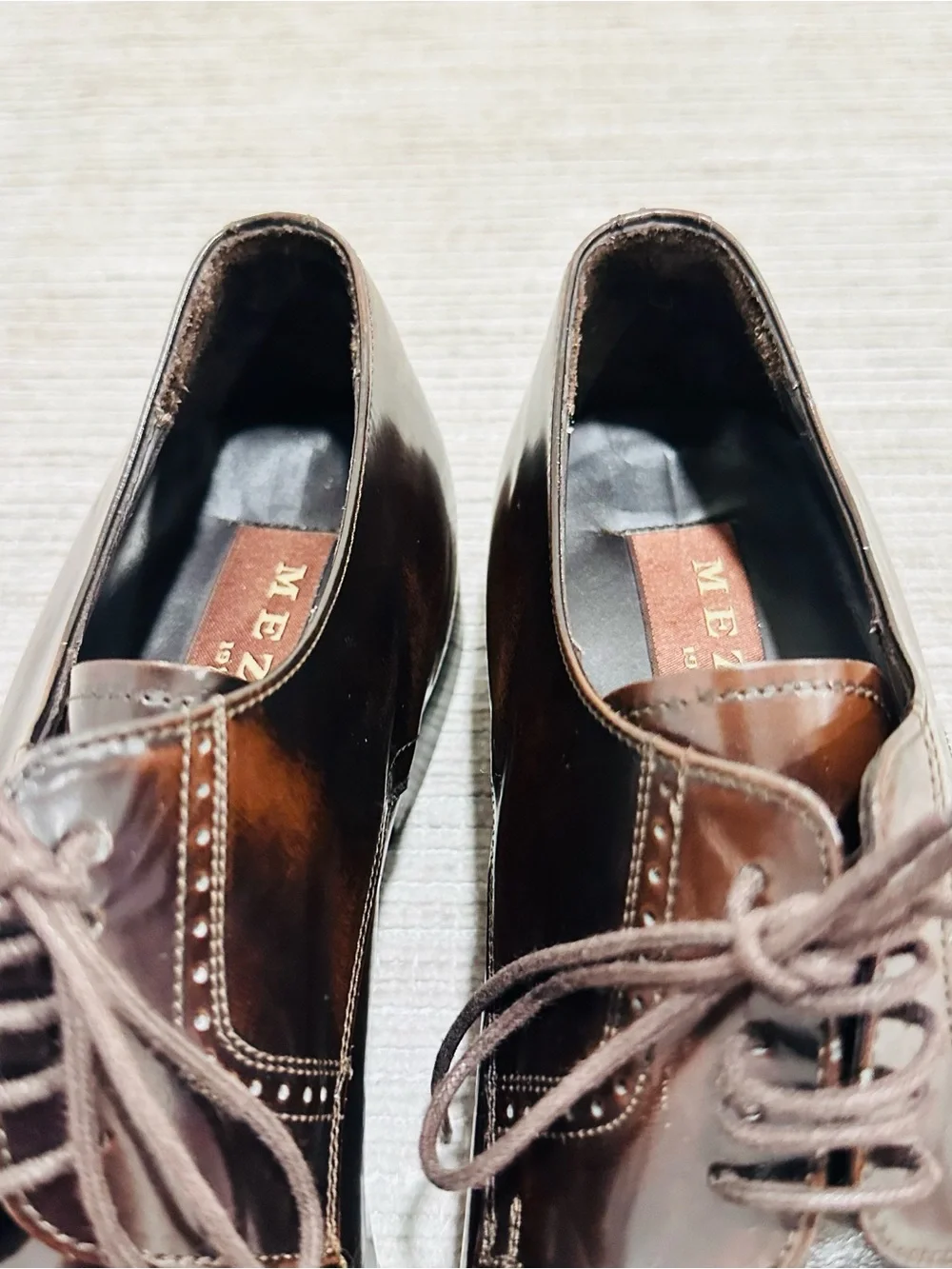 Mezlan Men’s Size 7,5 French Toe Classic Brown Leather Oxford Dress Shoes